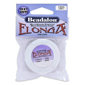 Elonga 1.0mm elastisch rijgdraad Beadalon White