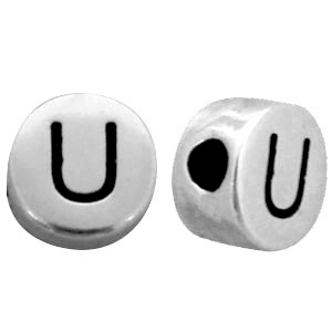 Metal look Letterkralen letter U Antiek zilver