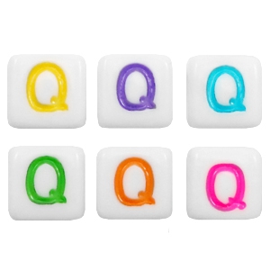 Acryl letterkralen letter Q Multicolour-wit