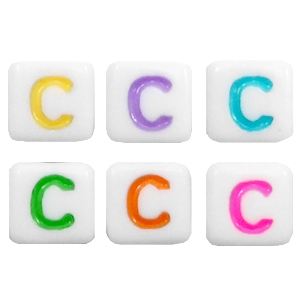 Acryl letterkralen letter C Multicolour-wit