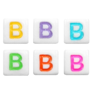 Acryl letterkralen letter B Multicolour-wit