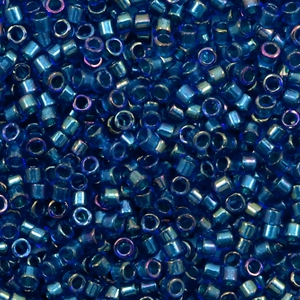 Miyuki kralen 11/0 delica's Emerald lined cobalt AB