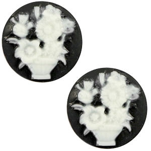 Cabochons basic camee 20mm boeket Black-white