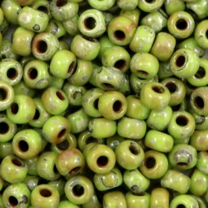 Miyuki 6/0 rocailles Opaque picasso chartreuse green 6-4515