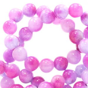6 mm kralen natuursteen met watercolour look Mixed colours lavender-pink