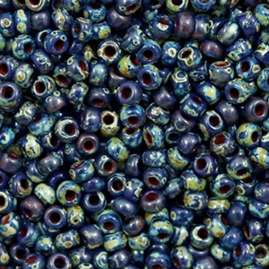 Miyuki 8/0 rocailles Opaque picasso cobalt blue 8-4518