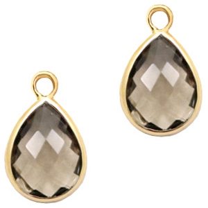 Hanger van crystal glas druppel 11x7mm Greige-gold