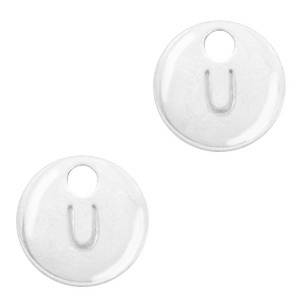 Basic quality metaal bedel initial U Antiek zilver (nikkelvrij)