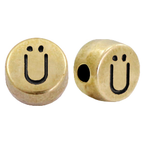 Metaal letterkralen DQ &Uuml; Antiek brons (nikkelvrij)