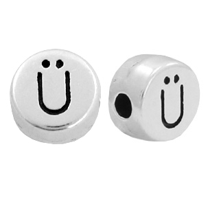 Metaal letterkralen DQ &Uuml; Antiek zilver (nikkelvrij)