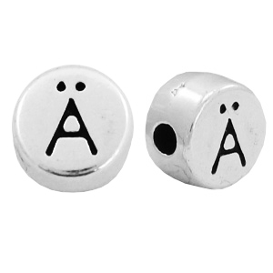 Metaal letterkralen DQ &Auml; Antiek zilver (nikkelvrij)