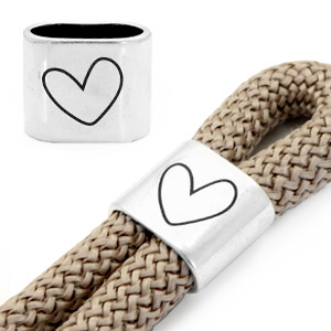 Metaal schuivers DQ "HEART" Antiek zilver (nikkelvrij)