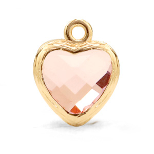 Hanger van crystal glas heart Vintage pink-gold