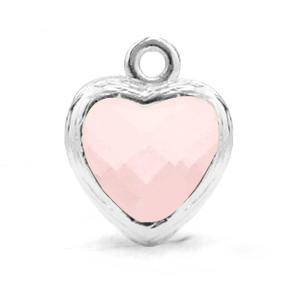 Hanger van crystal glas heart Rose alabaster-silver