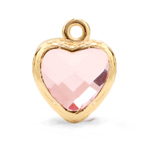 Hanger van crystal glas heart Light pink-gold