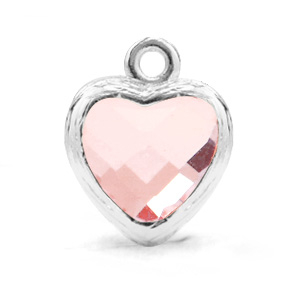 Hanger van crystal glas heart Light pink-silver