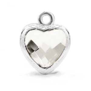 Hanger van crystal glas heart Crystal-silver