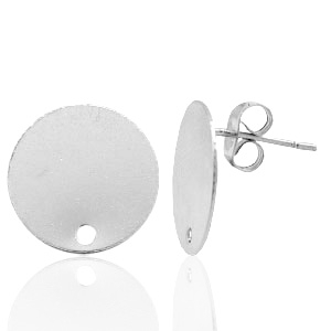 Metaal onderdelen TQ oorbel oorsteker 15mm met oog Antiek zilver
