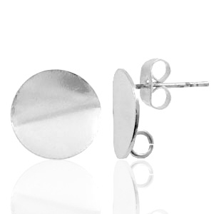 Metaal onderdelen TQ oorbel oorsteker 12mm met oog Antiek zilver