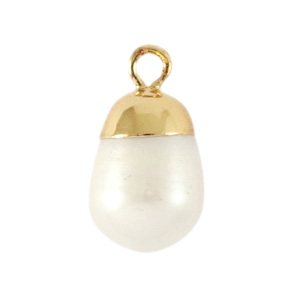 BQ Zoetwater parels bedel round Gold-Natural white