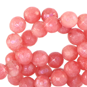 6 mm kralen natuursteen rond facet geslepen Living coral red-opal AB coating