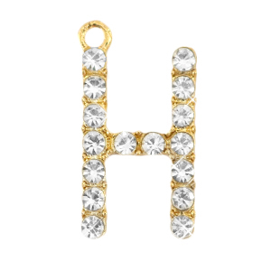 Basic quality metaal bedel strass initial H Goud