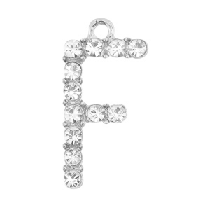 Basic quality metaal bedel strass initial F Antiek zilver