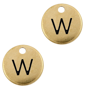 Metaal bedels DQ letter W Antiek brons (nikkelvrij)