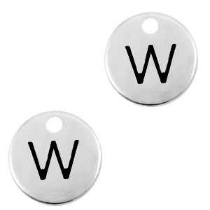 Metaal bedels DQ letter W Antiek zilver (nikkelvrij)