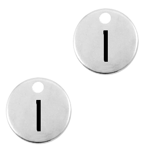 Metaal bedels DQ letter I Antiek zilver (nikkelvrij)