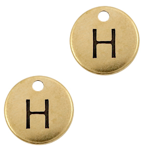 Metaal bedels DQ letter H Antiek brons (nikkelvrij)