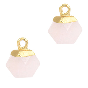Hangers van natuursteen hexagon Icy pink-gold