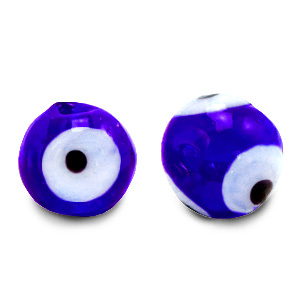 Glaskralen 6 mm Evil Eye Cobalt blue