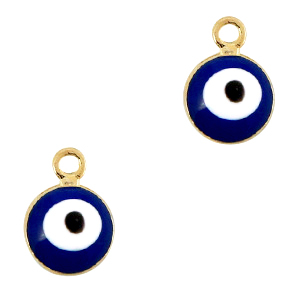 Basic quality metaal bedel boze oog 6mm Goud-blauw