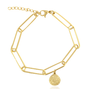 Armbanden van Stainless steel Roestvrij staal (RVS) coin Goud