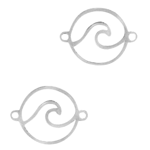 Bedels van Stainless steel Roestvrij staal (RVS) tussenstuk waves Zilver