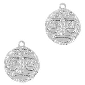 TQ metaal brass bedel sterrenbeeld weegschaal Zilver