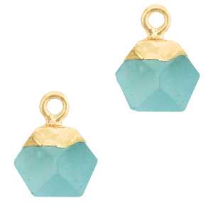 Hangers van natuursteen hexagon Turquoise blue-gold