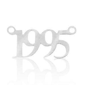 Bedels van Stainless steel Roestvrij staal (RVS) tussenstuk jaartal 1995 Zilver