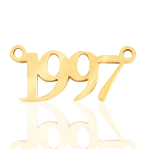 Bedels van Stainless steel Roestvrij staal (RVS) tussenstuk jaartal 1997 Goud