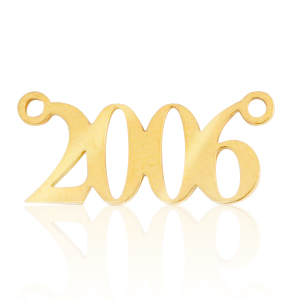 Bedels van Stainless steel Roestvrij staal (RVS) tussenstuk jaartal 2006 Goud