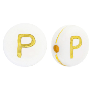 Acryl letterkralen P White-gold