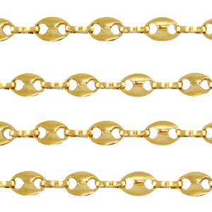 Benodigdheden van Stainless steel Roestvrij staal (RVS) jasseron puffed mariner link chain Goud