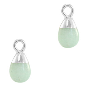 Hangers van natuursteen drop Ocean green-silver