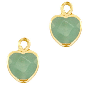 Hangers van natuursteen heart Ocean green-gold
