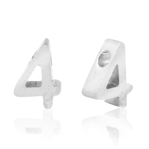 Kralen van Stainless steel Roestvrij staal (RVS) kralen cijfer 4 Zilver