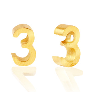 Kralen van Stainless steel Roestvrij staal (RVS) kralen cijfer 3 Goud