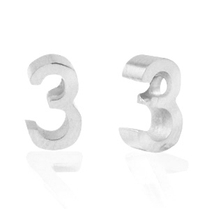 Kralen van Stainless steel Roestvrij staal (RVS) kralen cijfer 3 Zilver