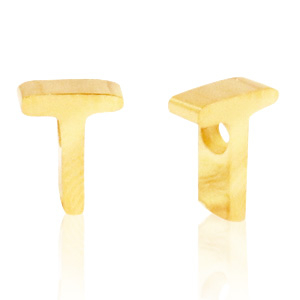 Kralen van Stainless steel Roestvrij staal (RVS) kralen letter T Goud