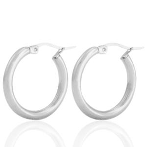 Oorbellen van Stainless steel Roestvrij staal (RVS) creolen Zilver